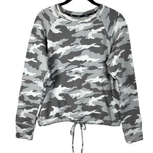 GAP Gray Camouflage Camo Drawstring Waist Pullover Sweatshirt Size Small